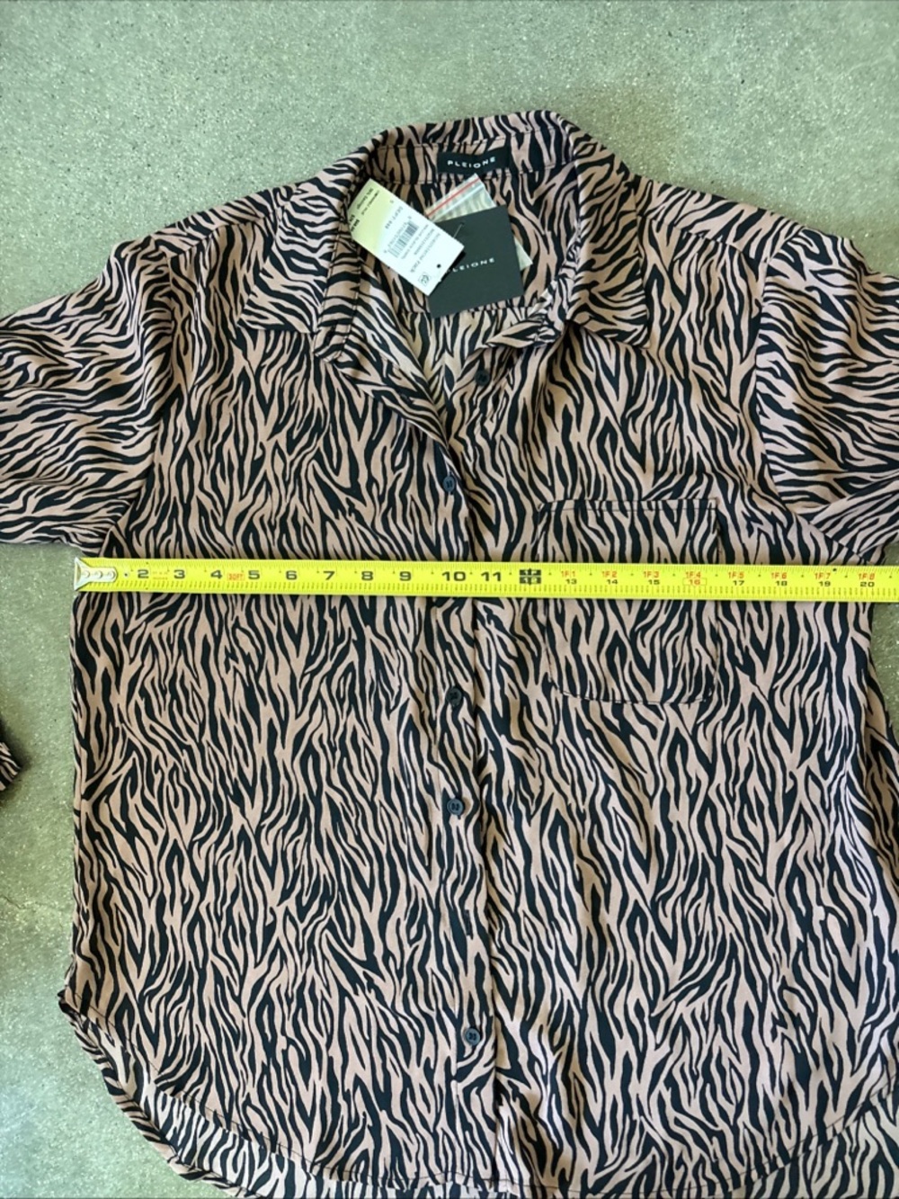 Pleione Mauve and Black Zebra Print Button-Up Blouse - Picture 9 of 9